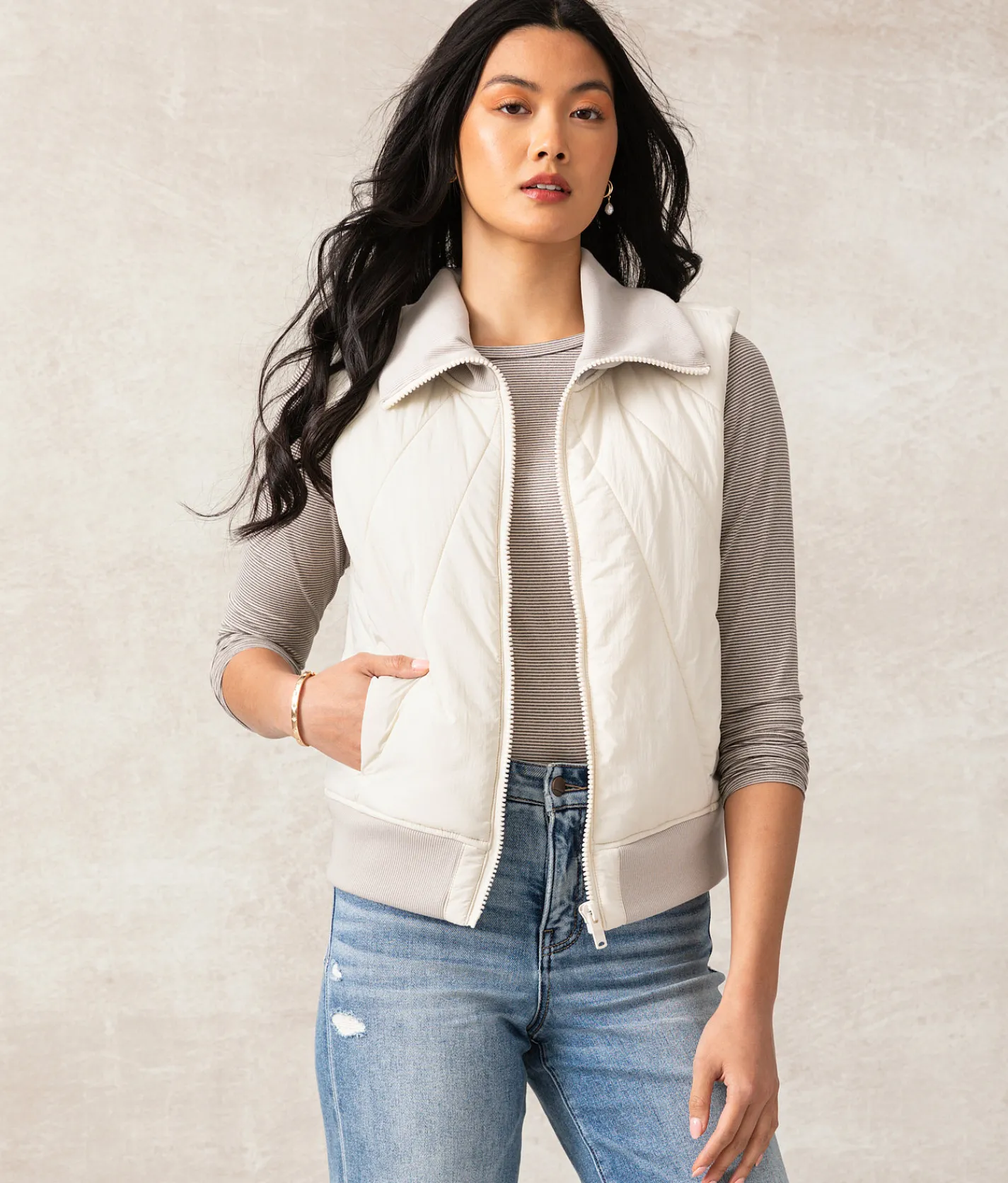 Tops|Coats & Jackets | Buckle Black Devon Puffer Vest Stone