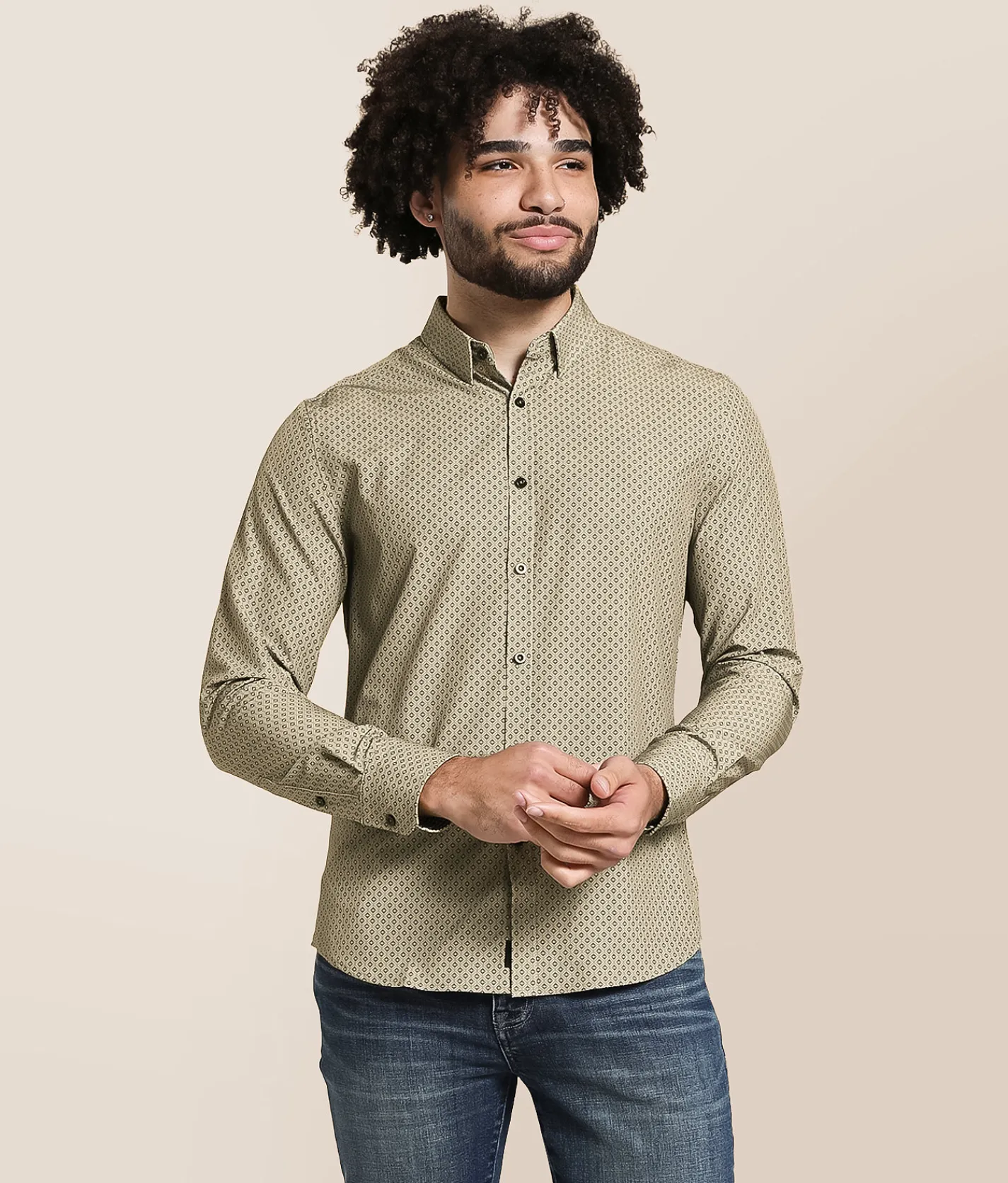 J.B. Holt Diamond Athletic Performance Stretch Shirt Taupe Clearance