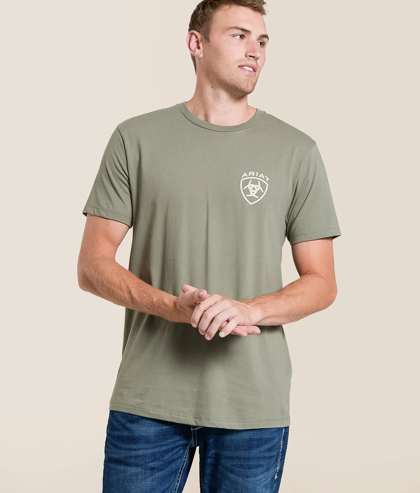 Tops | Ariat Diamond Card Desert T-Shirt Castor Grey