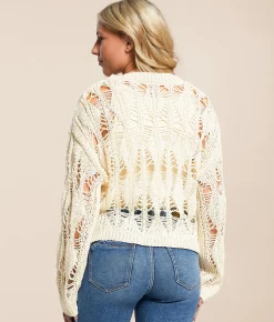 Tops | Willow & Root Diamond Cropped Sweater Cream