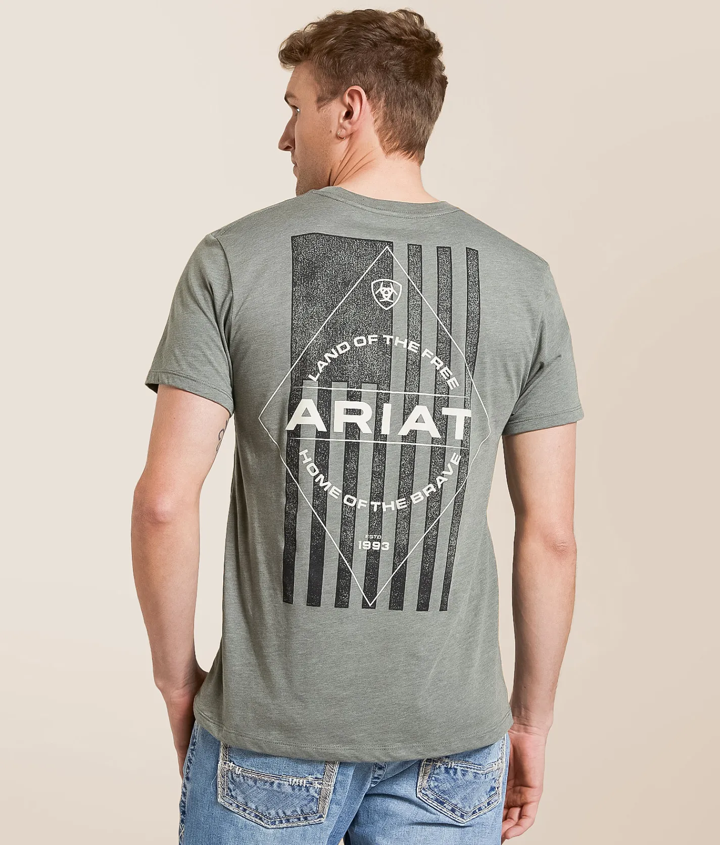 Ariat Diamond Flag T-Shirt Castor Grey Clearance