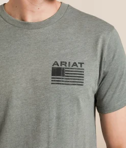 Ariat Diamond Flag T-Shirt Castor Grey Clearance