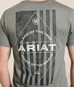 Ariat Diamond Flag T-Shirt Castor Grey Clearance