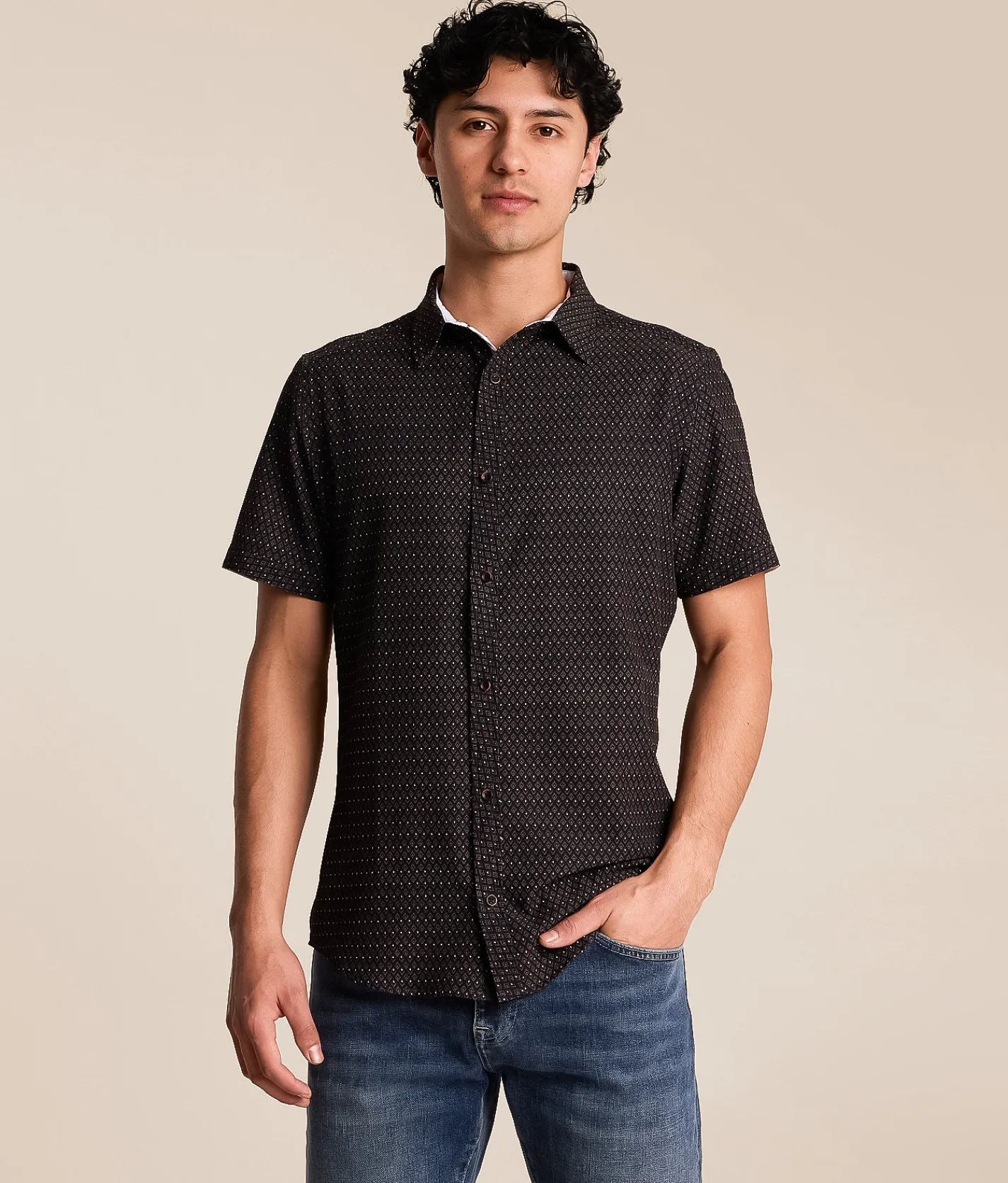 J.B. Holt Diamond Standard Performance Stretch Shirt Black Brown Hot