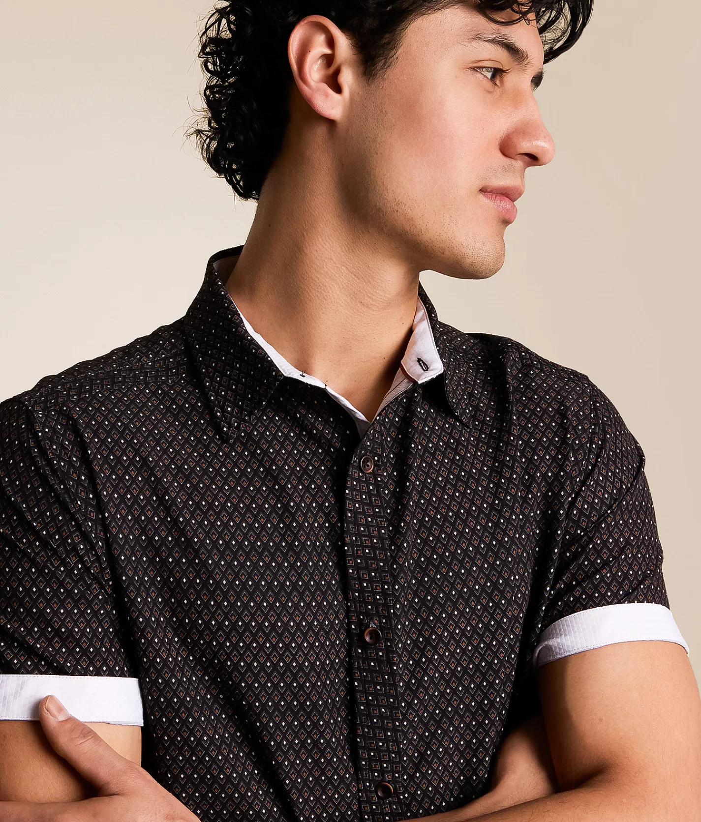 J.B. Holt Diamond Standard Performance Stretch Shirt Black Brown Hot
