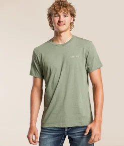 Tops|Graphic T-Shirts | Ariat Digibias Flag T-Shirt Olive Heather