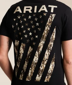 Ariat Digibias Flag T-Shirt Black New