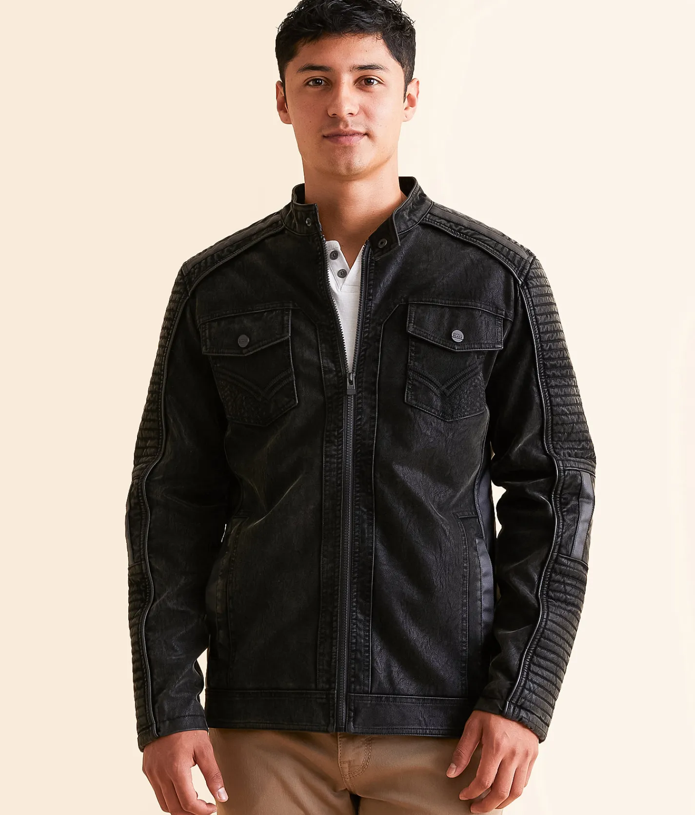 Coats & Jackets | Buckle Black Distressed Faux Suede Jacket Black