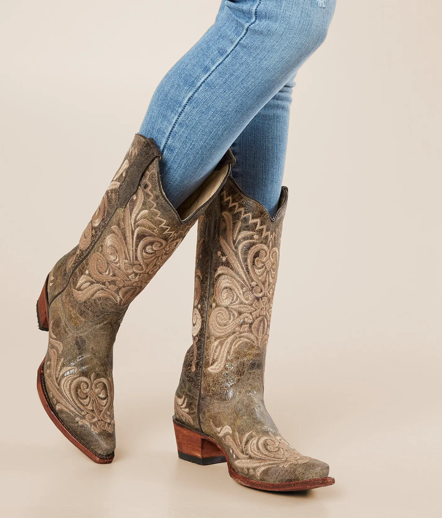 Circle G by Corral Distressed Leather Western Boot LD Distressed Green Online