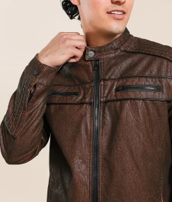 Tops|Coats & Jackets | Buckle Black Distressed Pleather Jacket Tobacco