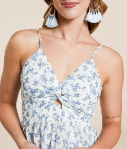 Dresses | Willow & Root Ditsy Floral Tiered Midi Dress White Blue