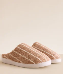 Mia Ditza Striped Slipper Taupe And Cream Hot