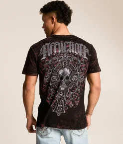 Tops|Graphic T-Shirts | Affliction Divine Grave T-Shirt Black