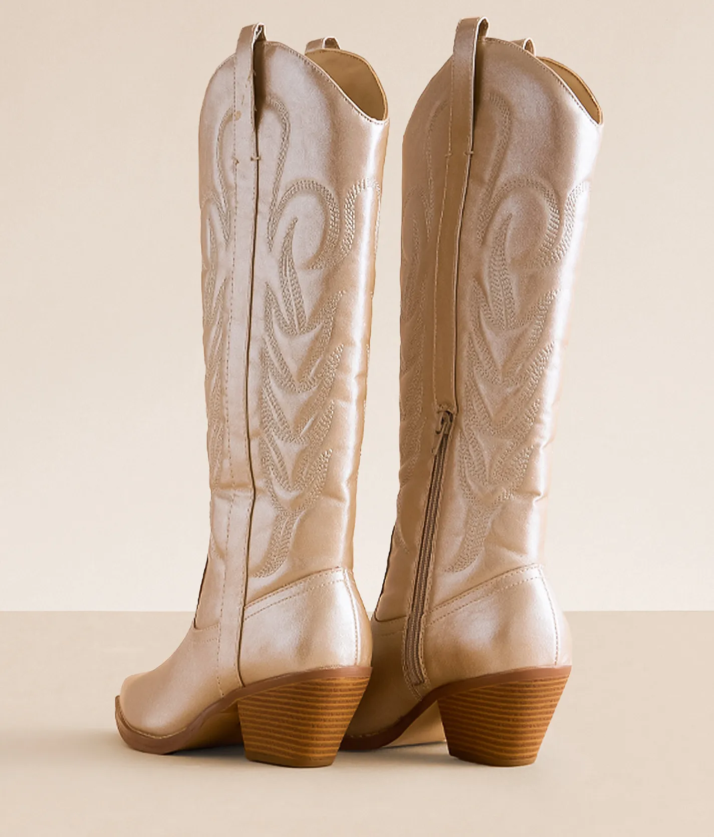 Shoes | Coconuts Dixie Metallic Western Boot Platino