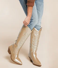 Shoes | Coconuts Dixie Metallic Western Boot Platino