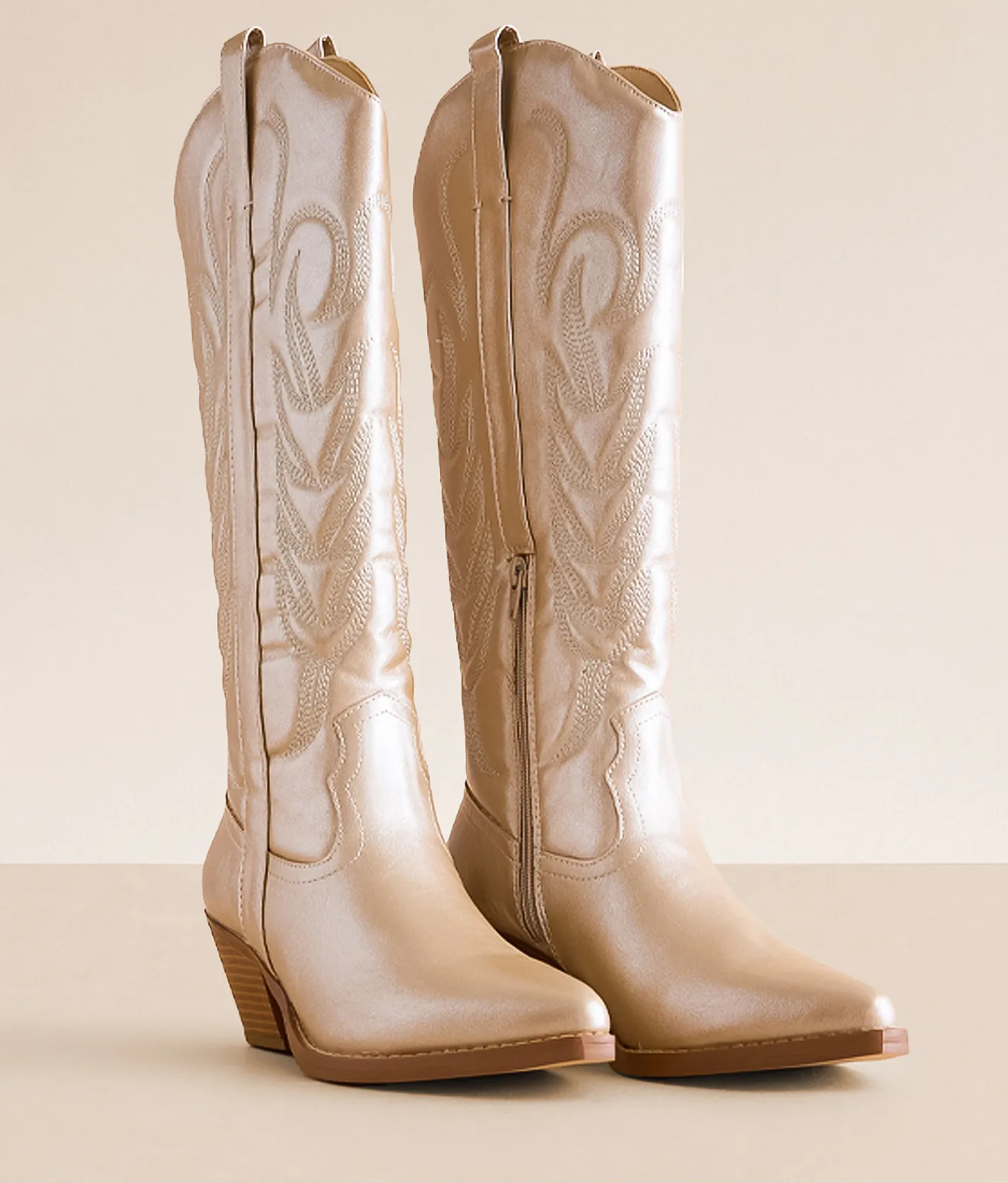 Shoes | Coconuts Dixie Metallic Western Boot Platino