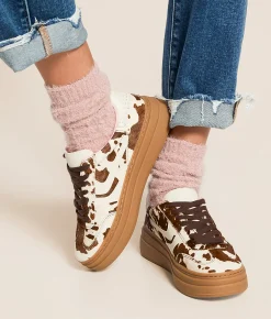 Shoes | Steve Madden Dodge Cow Print Sneaker Brown Multi