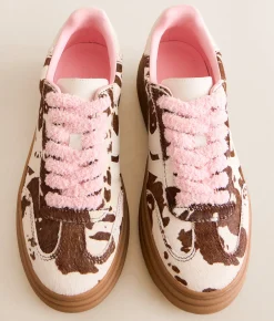 Shoes | Steve Madden Dodge Cow Print Sneaker Brown Multi