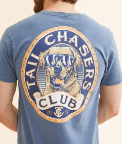 Graphic T-Shirts | Tail Chasers Club Dog Days T-Shirt Blue Jean Pigment Dye