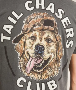 Tops|Graphic T-Shirts | Tail Chasers Club Dog Hat T-Shirt Pepper Pigment Dye