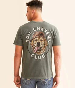 Graphic T-Shirts | Tail Chasers Club Dog Hat T-Shirt Laurel Wreath Pigment Dye