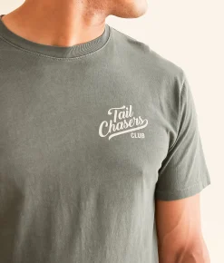 Graphic T-Shirts | Tail Chasers Club Dog Hat T-Shirt Laurel Wreath Pigment Dye