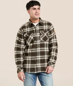 Howitzer Dog Tags Flannel Shirt Brown Grey Online