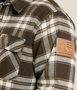Howitzer Dog Tags Flannel Shirt Brown Grey Online