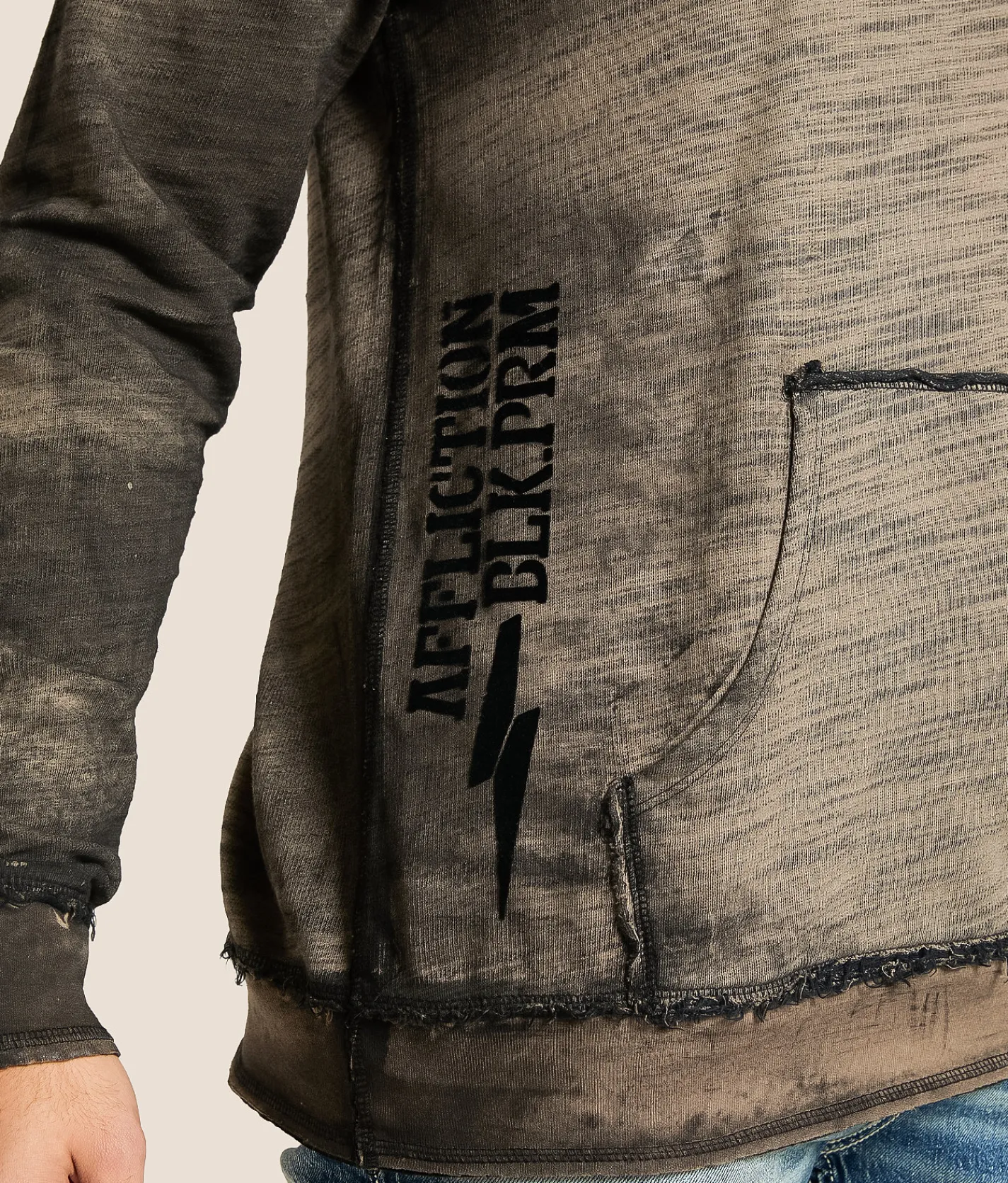 Tops | Affliction Do It Again Reversible Hoodie Timberwolf Black