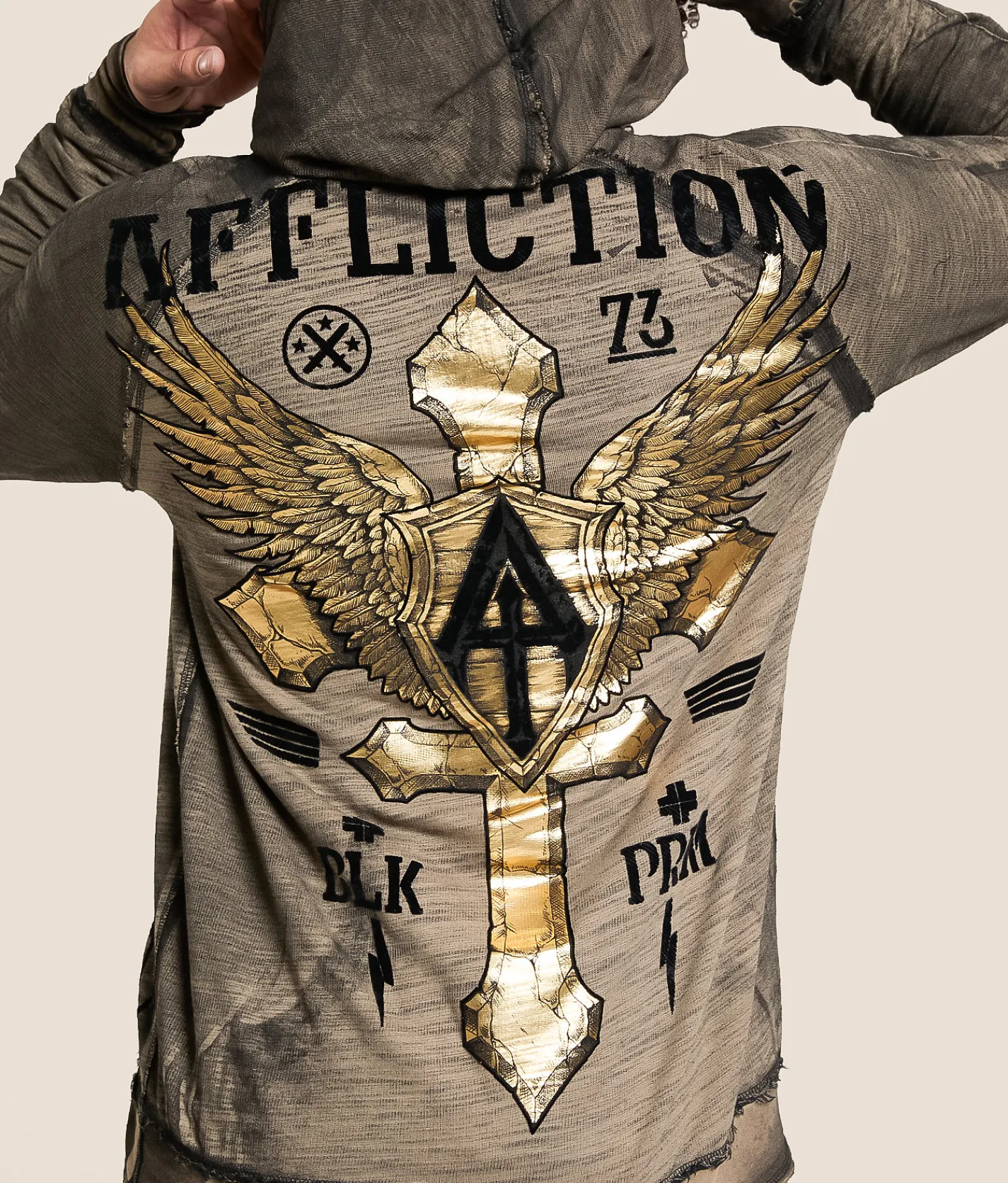 Tops | Affliction Do It Again Reversible Hoodie Timberwolf Black