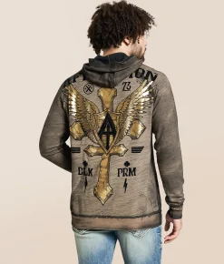 Tops | Affliction Do It Again Reversible Hoodie Timberwolf Black
