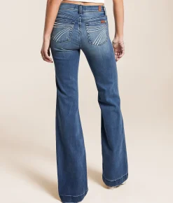 7 For All Mankind Dojo Trouser Stretch Jean Lake Blue Hot