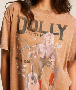 Tops | Goodie Two Sleeves Dolly Parton Oversized Band T-Shirt Tobacco Brown