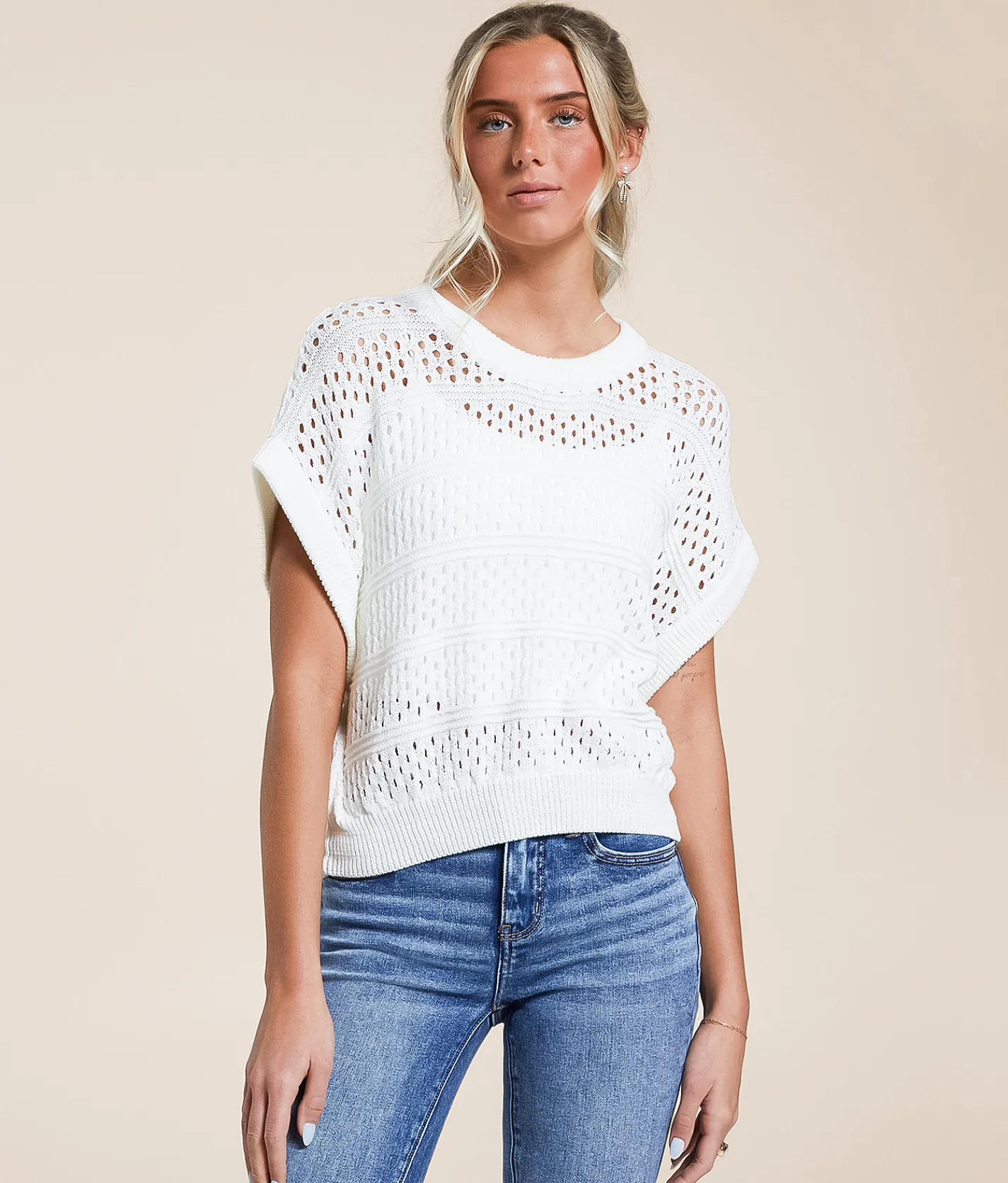 Tops | Willow & Root Dolman Knit Sweater White