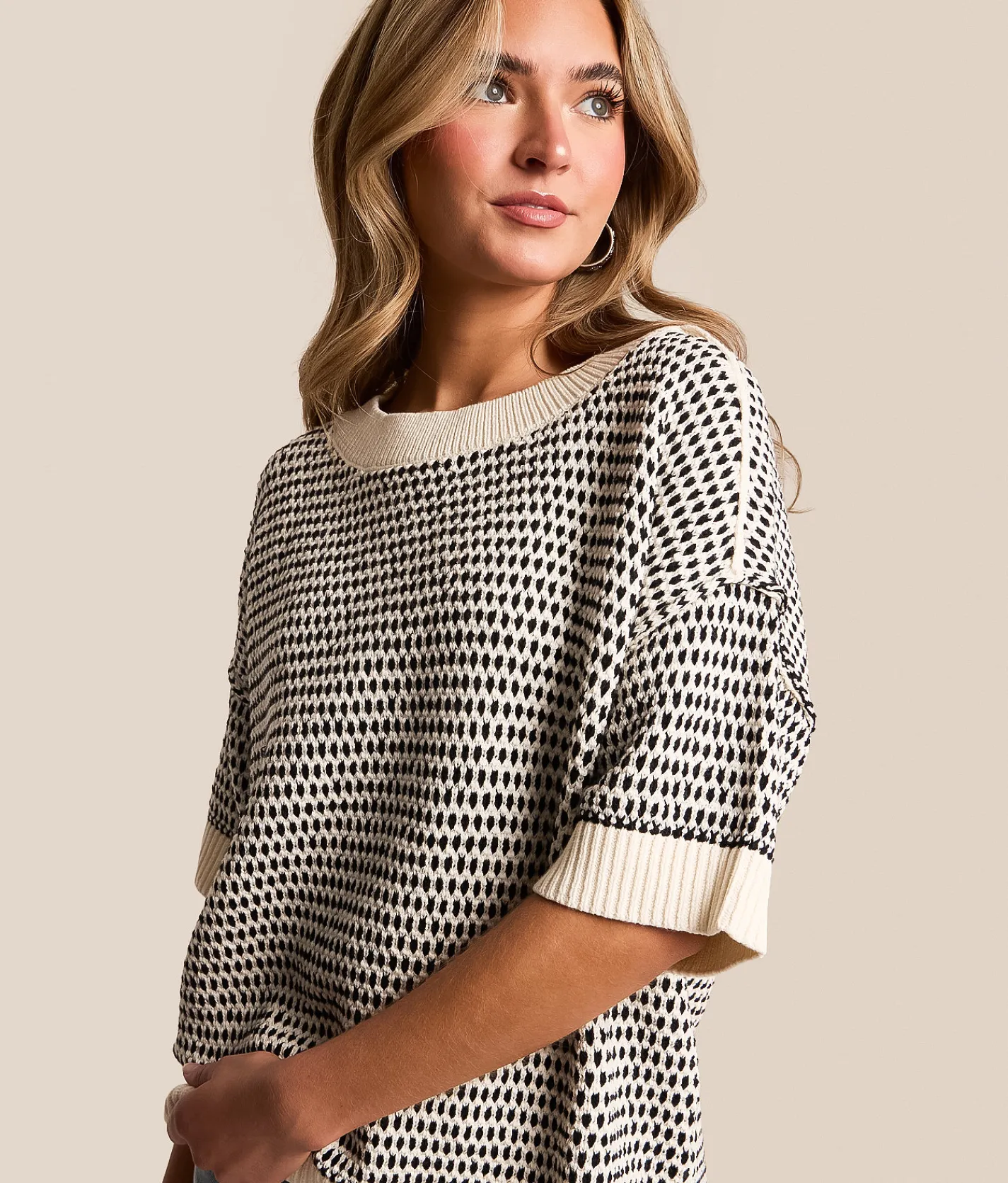 Blu Pepper Dolman Sweater Oatmeal Multi Clearance