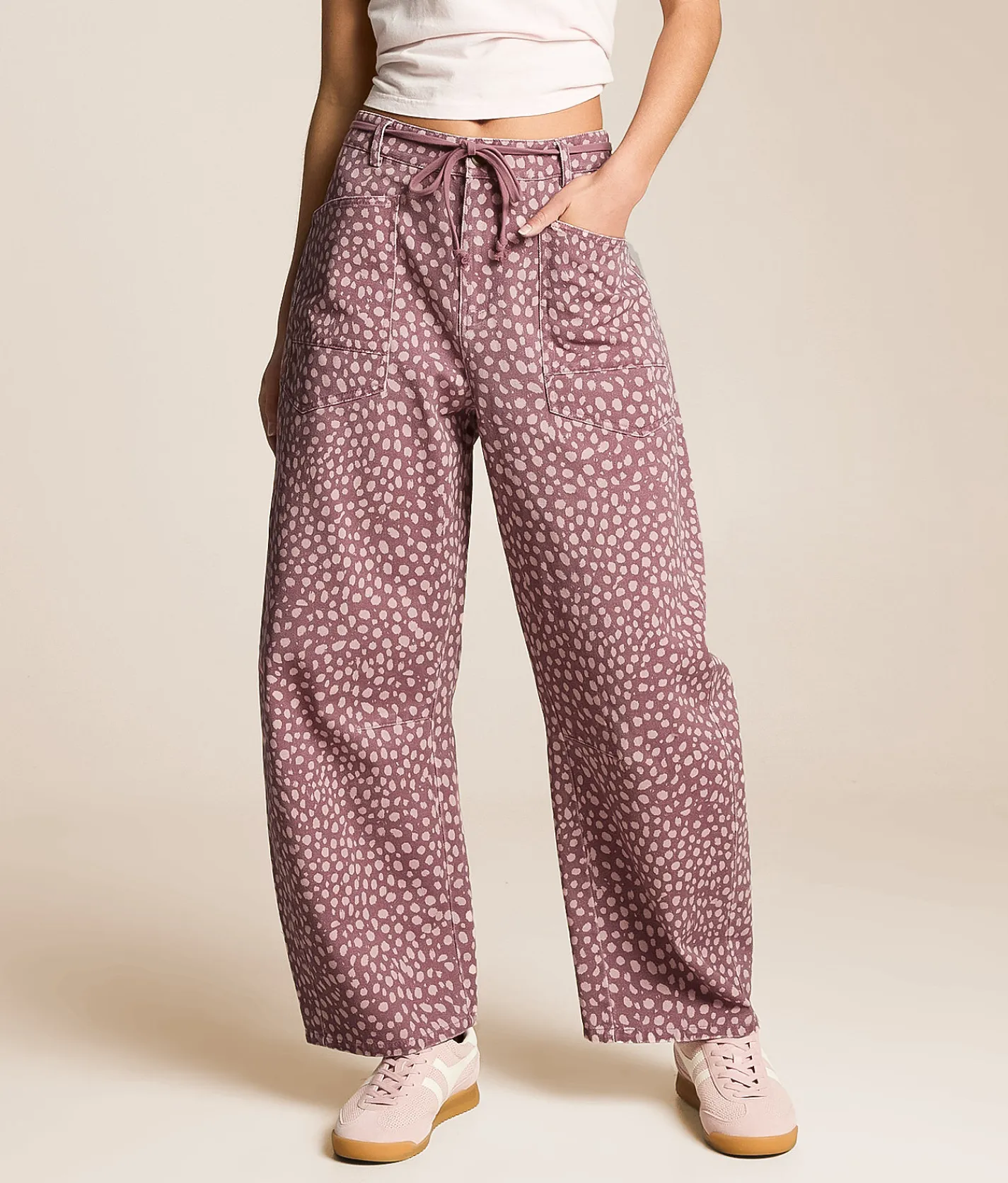 Bottoms | Peach Love California Dot Barrel Pant Dk Mauve