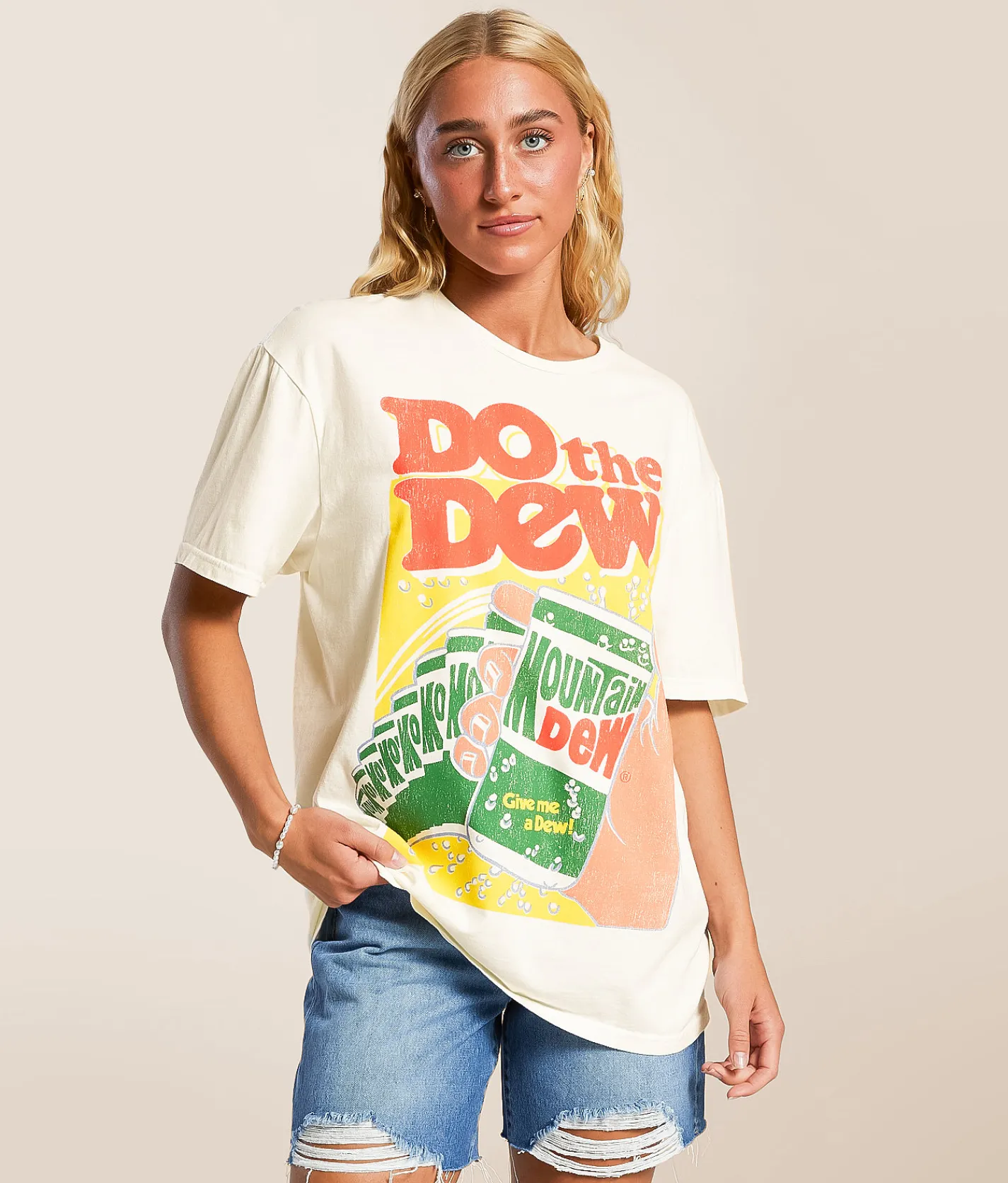 Tops | PHILCOS Do The Dew Oversized T-Shirt Natural