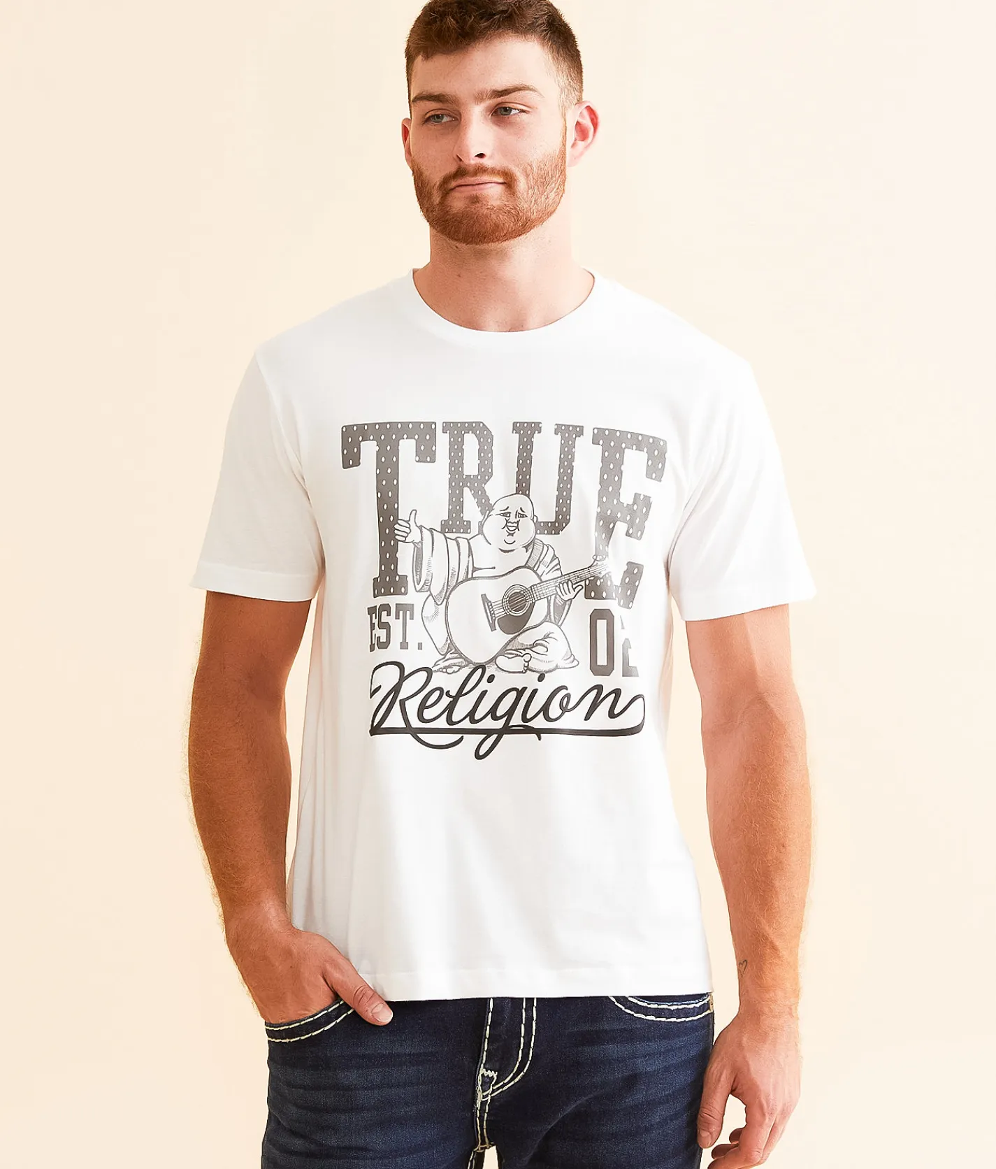 True Religion Dotted T-Shirt Optic White Discount
