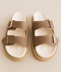 Shoes | Oasis Society Double Buckle Sandal Dark Taupe