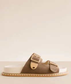 Shoes | Oasis Society Double Buckle Sandal Dark Taupe