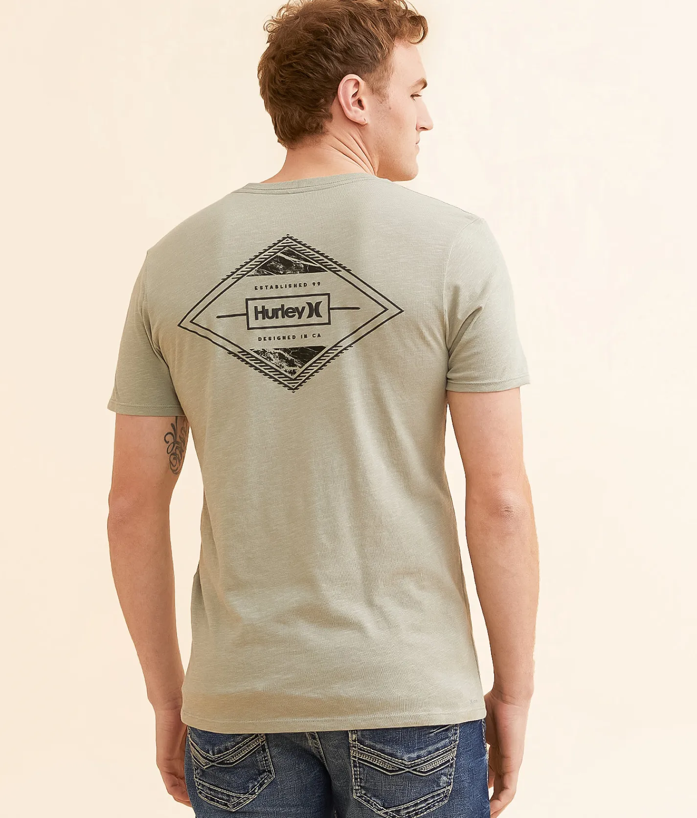 Hurley Double Diamond T-Shirt Sage Sale