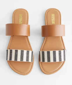 Shoes | Qupid Double Strap Sandal Black Beige