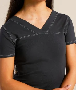 Tops | FITZ + EDDI Double V-Neck Top Charcoal
