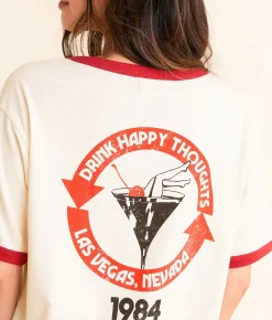 Tops | Girl Dangerous Drink Happy Thoughts Las Vegas T-Shirt Bone Red