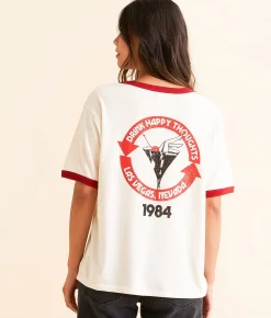 Tops | Girl Dangerous Drink Happy Thoughts Las Vegas T-Shirt Bone Red
