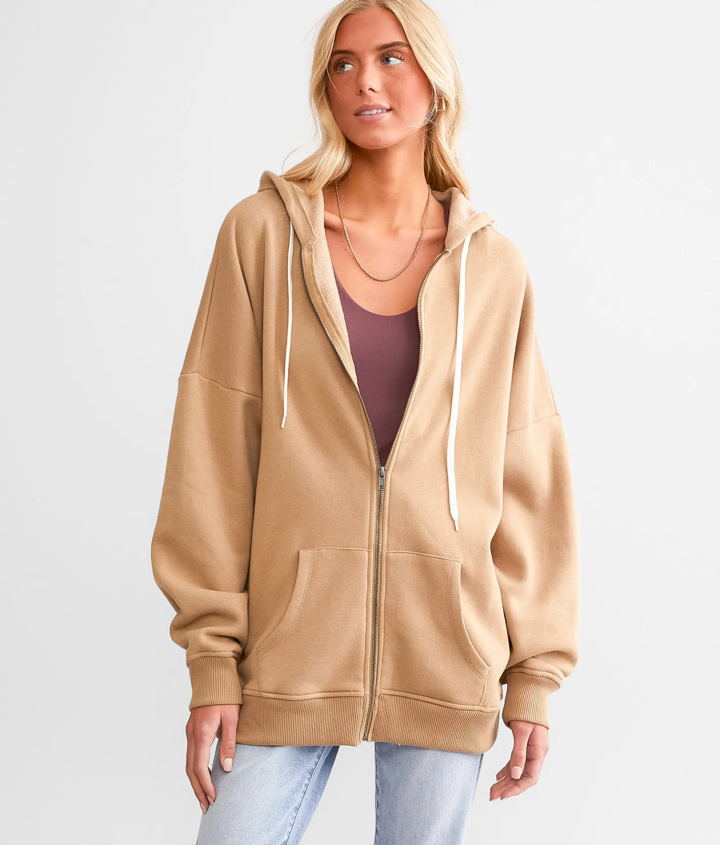 Tops | BKE Drop Shoulder Hoodie - One Size Tannin