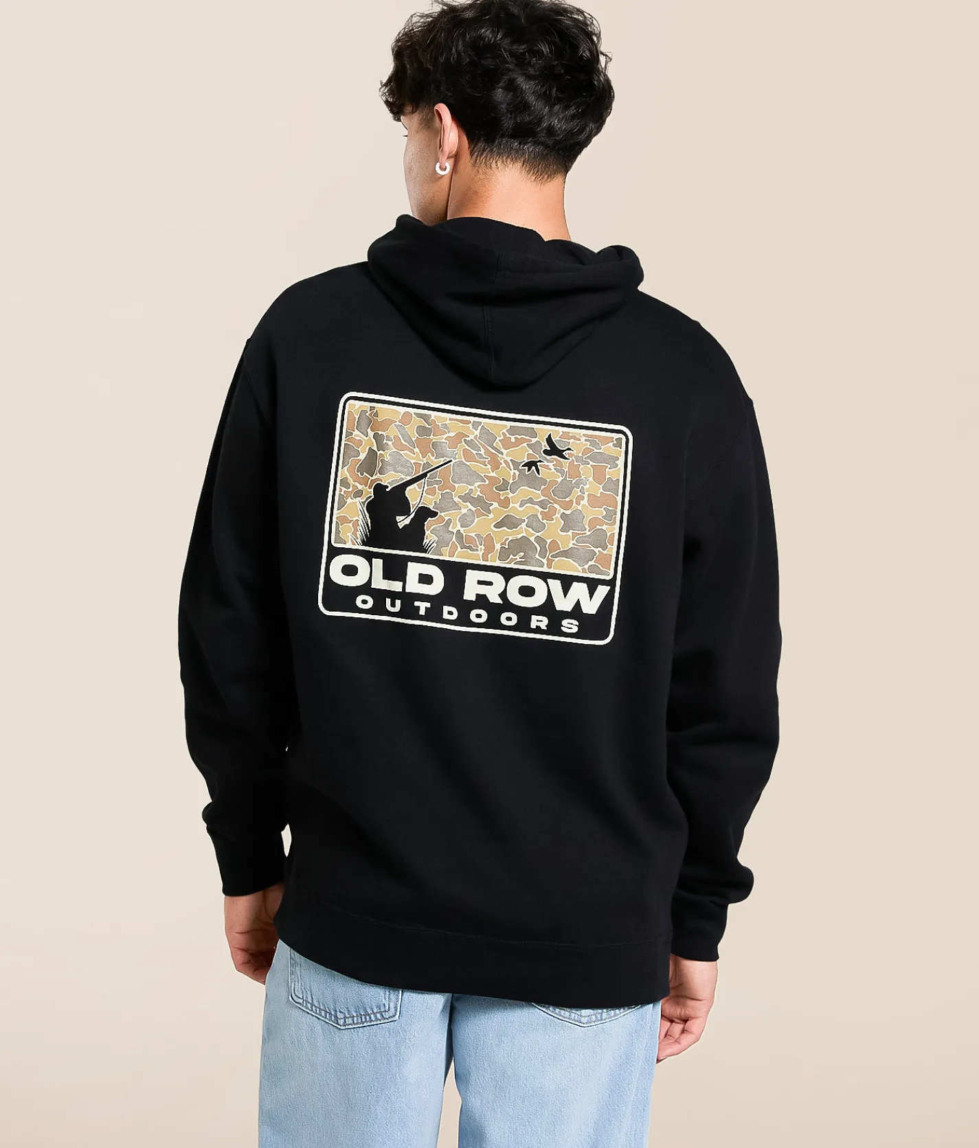 Old Row Duck Dog 80s Camo Hooded Sweatshirt Black Outlet