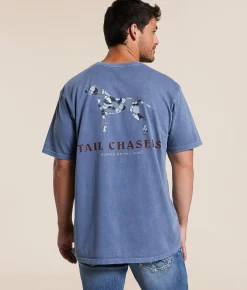 Tail Chasers Club Duck Dog T-Shirt Denim Pigment Dye New