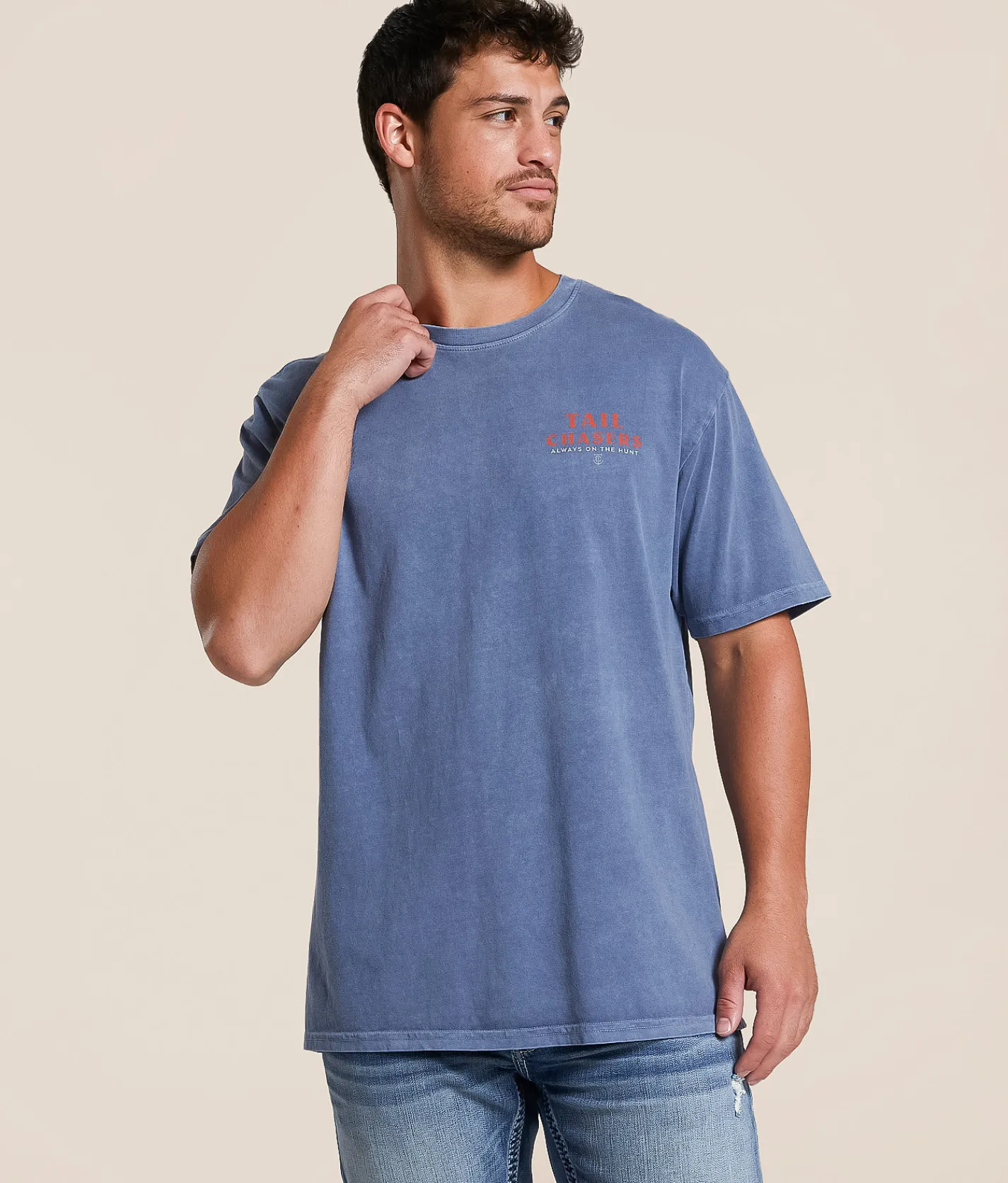 Tail Chasers Club Duck Dog T-Shirt Denim Pigment Dye New