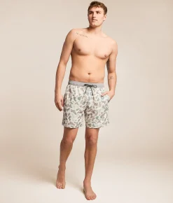 Bottoms|Swimwear | Tail Chasers Club Duck Hunt Stretch Swim Trunks Light Grey